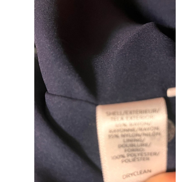 LOFT Sleeveless Dress XS Blue Tan Knee Length Zip Up Low Back Lined Summer Scoop - Picture 5 of 5